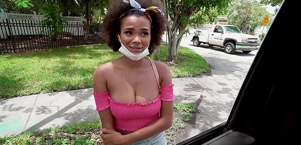  Super hot black babe gets in the van